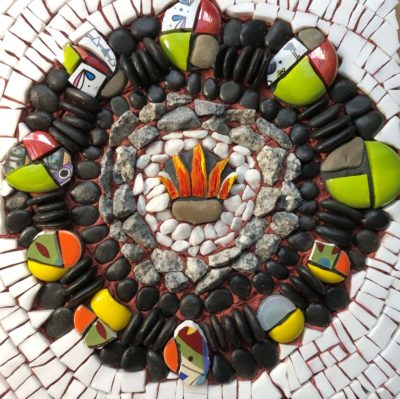 A mosaic of a campfire